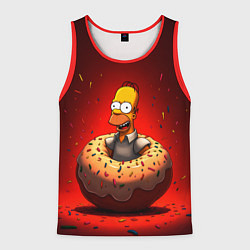 Майка-безрукавка мужская Гомер в пончике, цвет: 3D-красный
