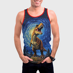 Майка-безрукавка мужская Тираннозавр Рекс - звездная ночь, цвет: 3D-красный — фото 2