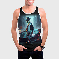 Майка-безрукавка мужская Бендер счастливый владелец Ламборджини, цвет: 3D-белый — фото 2