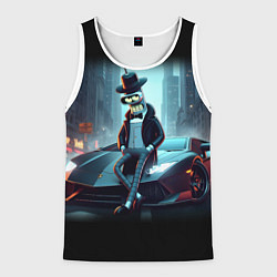 Майка-безрукавка мужская Бендер счастливый владелец Ламборджини, цвет: 3D-белый