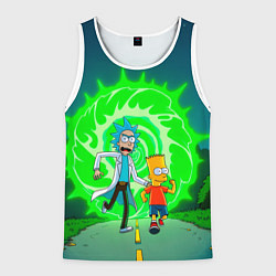 Майка-безрукавка мужская Рик и Барт Симпсон, цвет: 3D-белый