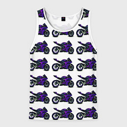 Майка-безрукавка мужская Motorcycle purple gloss, цвет: 3D-белый