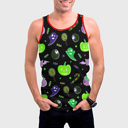 Майка-безрукавка мужская Halloween black pumpkin pattern, цвет: 3D-красный — фото 2
