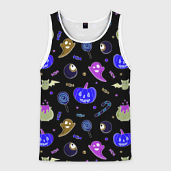Мужская майка без рукавов Halloween blue black pumpkin