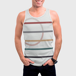 Майка-безрукавка мужская Stripes and circle, цвет: 3D-белый — фото 2
