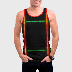 Майка-безрукавка мужская Color green orange lines, цвет: 3D-красный — фото 2