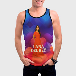 Майка-безрукавка мужская Lana Del Rey на фоне сердечек, цвет: 3D-черный — фото 2