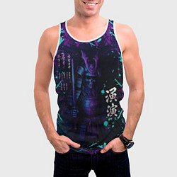 Майка-безрукавка мужская Призрачный самурай - неоновый арт, цвет: 3D-белый — фото 2