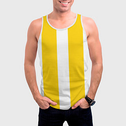 Майка-безрукавка мужская Color yellow white line, цвет: 3D-белый — фото 2