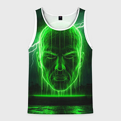 Майка-безрукавка мужская Неоновая голова, цвет: 3D-белый