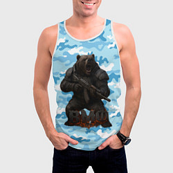 Майка-безрукавка мужская ВМФ злой медведь с автоматом, цвет: 3D-белый — фото 2