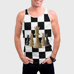 Майка-безрукавка мужская Деревянные шахматные фигуры на доске, цвет: 3D-белый — фото 2