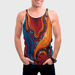 Майка-безрукавка мужская Пламя и синева, цвет: 3D-белый — фото 2