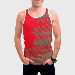 Майка-безрукавка мужская Абстрактные алые пятна на цвете какао, цвет: 3D-белый — фото 2