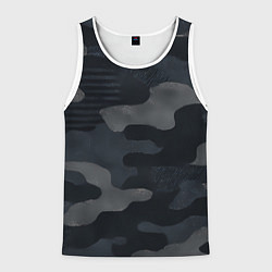 Майка-безрукавка мужская Текстура - камуфляжная синяя ткань, цвет: 3D-белый