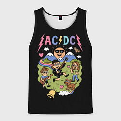 Майка-безрукавка мужская ACDC, мультяшный стиль, цвет: 3D-черный