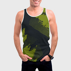 Майка-безрукавка мужская Абстрактная текстура в зеленом, цвет: 3D-белый — фото 2