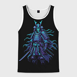 Майка-безрукавка мужская Неоновый призрак самурай, цвет: 3D-белый
