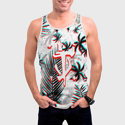 Майка-безрукавка мужская Doom тропики глитч, цвет: 3D-белый — фото 2