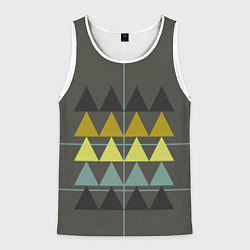 Майка-безрукавка мужская Абстрактный лес, геометрический с однотоном, цвет: 3D-белый