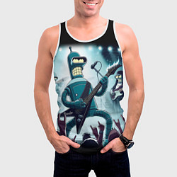 Майка-безрукавка мужская Гитарист Бендер из рок группы Футурамы, цвет: 3D-белый — фото 2