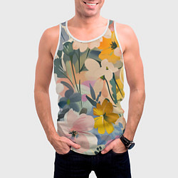 Майка-безрукавка мужская Цветы цветочки, цвет: 3D-белый — фото 2