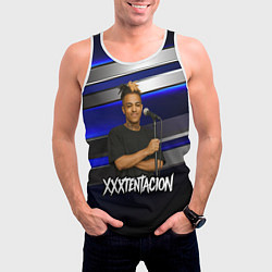 Майка-безрукавка мужская XXXTentacion с микрофоном довольный, цвет: 3D-белый — фото 2