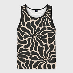 Майка-безрукавка мужская Цветы black pattern, цвет: 3D-черный