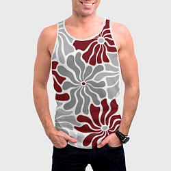Майка-безрукавка мужская Цветы cherry and grey pattern, цвет: 3D-белый — фото 2