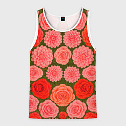 Майка-безрукавка мужская Цветочная поляна паттерн, цвет: 3D-белый