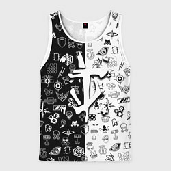 Майка-безрукавка мужская Doom ачивки паттерн, цвет: 3D-белый