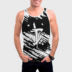 Майка-безрукавка мужская Doom краски полосы, цвет: 3D-белый — фото 2