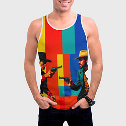 Майка-безрукавка мужская Перестрелка ковбоев поп-арт, цвет: 3D-белый — фото 2
