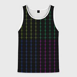 Майка-безрукавка мужская Color black multicolored stripes, цвет: 3D-белый