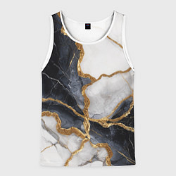 Майка-безрукавка мужская Мрамор белый и черный с золотом, цвет: 3D-белый