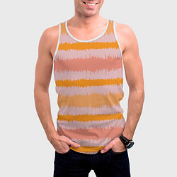 Майка-безрукавка мужская Полосы зигзагообразные оранжево-розовые, цвет: 3D-белый — фото 2