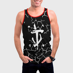 Майка-безрукавка мужская Doom трещины текстура, цвет: 3D-красный — фото 2