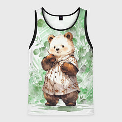 Майка-безрукавка мужская Акварельный мишка, цвет: 3D-черный