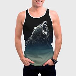 Майка-безрукавка мужская Бурый в гневе - градиент, цвет: 3D-белый — фото 2