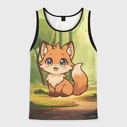 Майка-безрукавка мужская Кавайная лисичка - аниме, цвет: 3D-черный