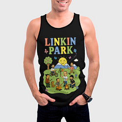 Майка-безрукавка мужская Linkin Park, мультяшный стиль, цвет: 3D-черный — фото 2