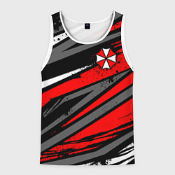 Майка-безрукавка мужская Umbrella - red lines, цвет: 3D-белый