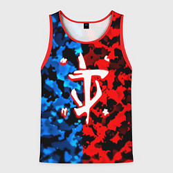 Майка-безрукавка мужская Doom камуфляж текстура, цвет: 3D-красный