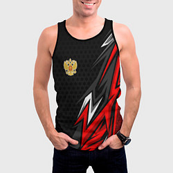 Майка-безрукавка мужская Герб России - красный, цвет: 3D-черный — фото 2
