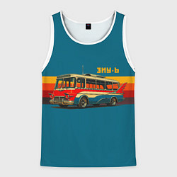 Майка-безрукавка мужская Ретро автобус ЗИУ-6 поп-арт, цвет: 3D-белый