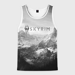 Майка-безрукавка мужская Скайрим - черно белый пейзаж, цвет: 3D-белый