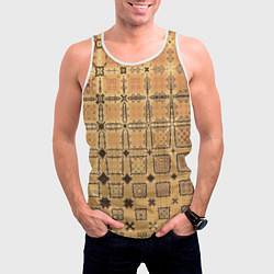 Майка-безрукавка мужская Абстрактный узор кремово-песочный, цвет: 3D-белый — фото 2