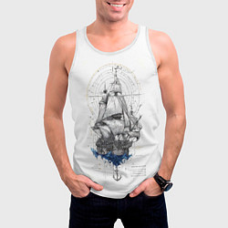 Майка-безрукавка мужская Корабль - иллюстрация, цвет: 3D-белый — фото 2