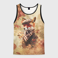 Майка-безрукавка мужская Винтажный лис на осеннем фоне, цвет: 3D-черный