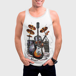 Майка-безрукавка мужская Рок установка, цвет: 3D-белый — фото 2